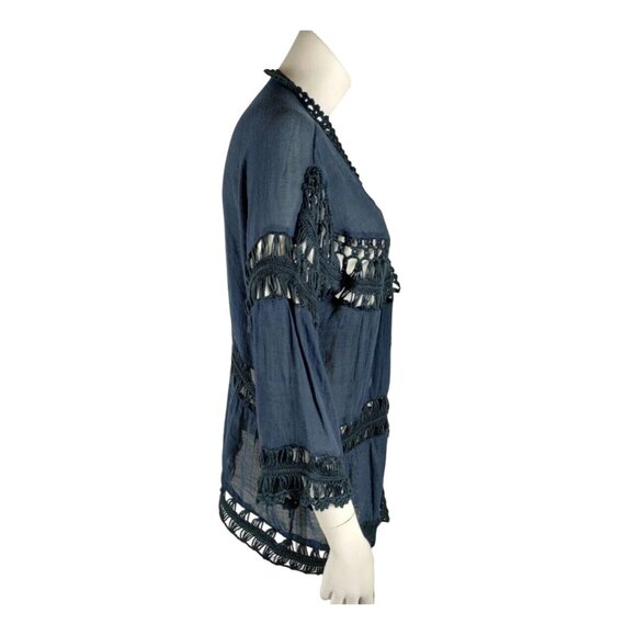 Anthropologie Womens One Size Evelyn K Tiered Boho Crochet Cover-up Kimono - Picture 8 of 8